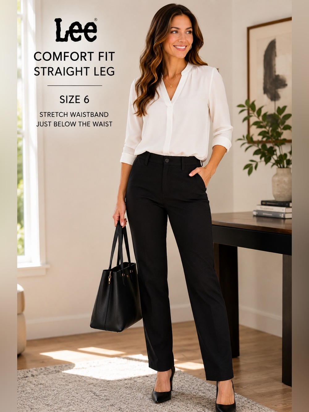 Lee Straight Leg Comfort Fit Pants in Black